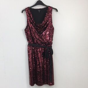 Apt. 9 Sleeveless Burgundy Deep Red Sequins Cowl Scoop Neck Party Dress Size M